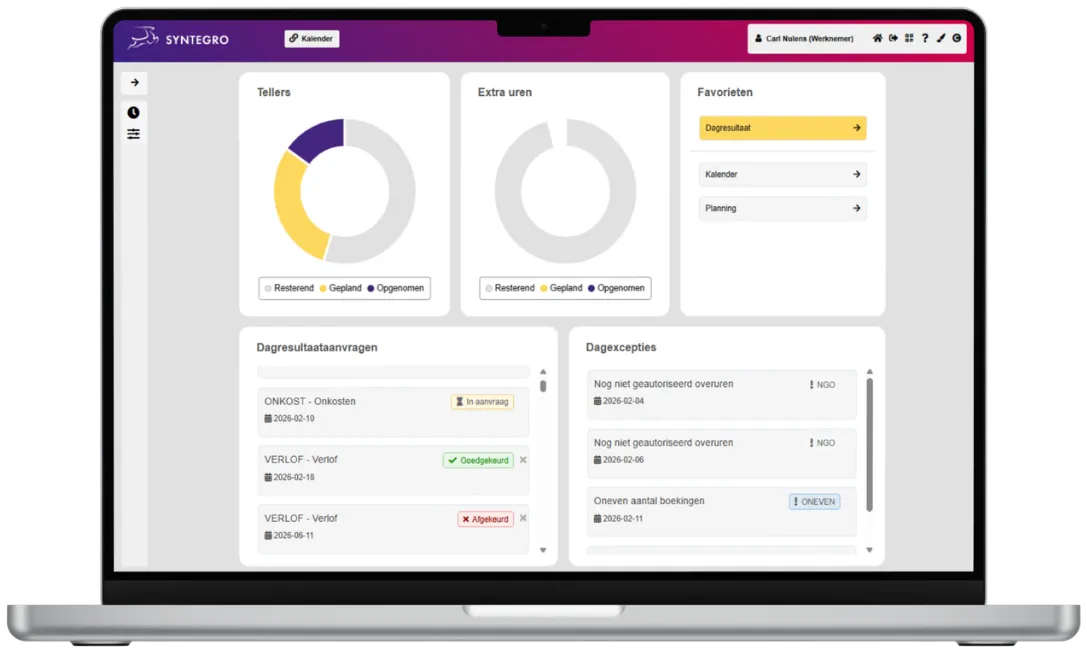 Schermafbeelding van het Syntegro-dashboard
